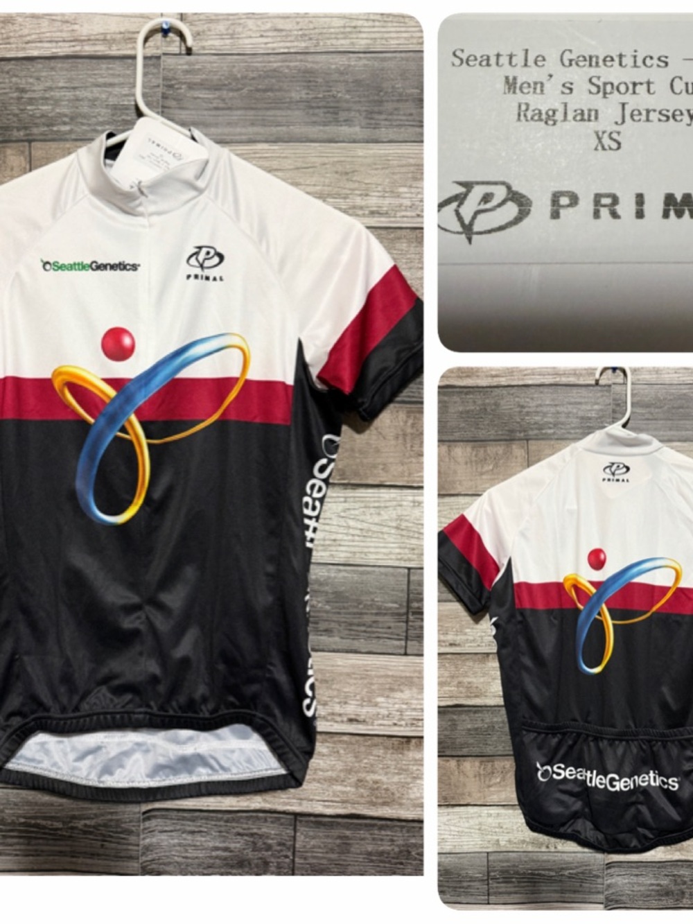 Primal Wear Cycling Jersey Seattle Genetics Zip Men’s XS White Black